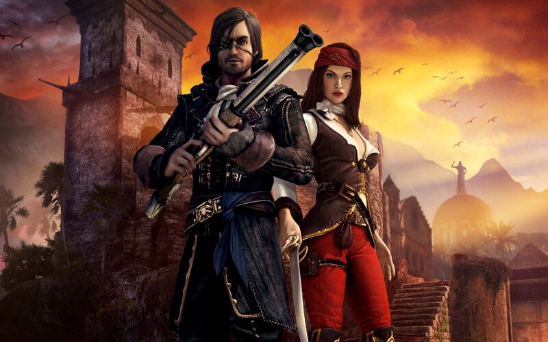 pirates in sunset