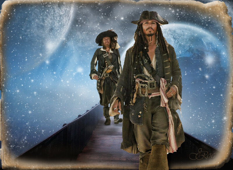 Pirates on a Ship Deck — Blue