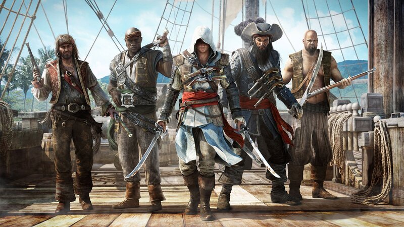 Pirates on a Ship Deck — Brown, Adventurous, Afternoon, 3d Render, Swords, Ship Rigging