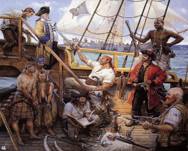 Pirates on a Ship Deck — Brown