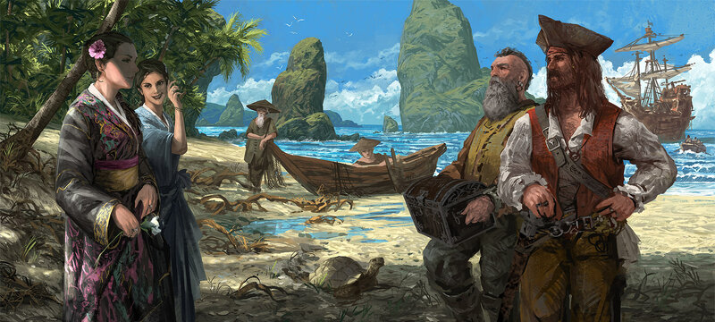 Pirates on a Tropical Beach — Blue