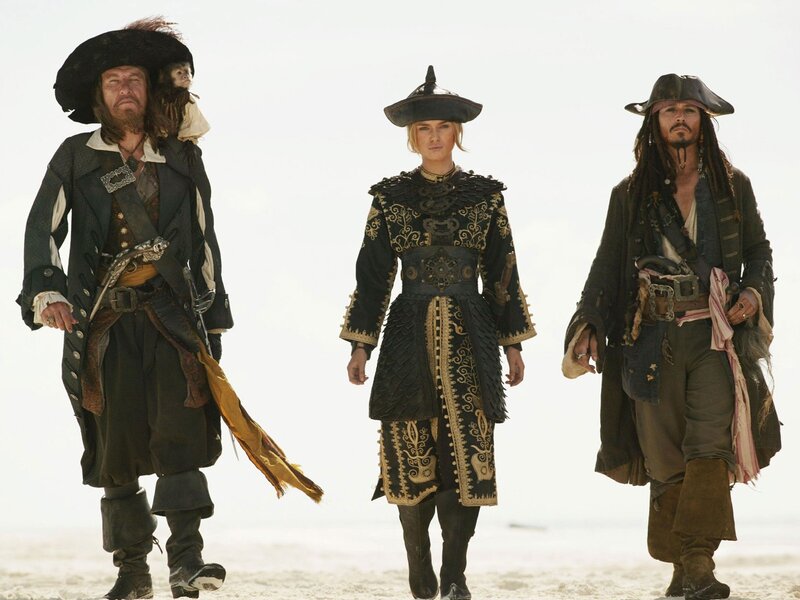 Pirates walking on beach