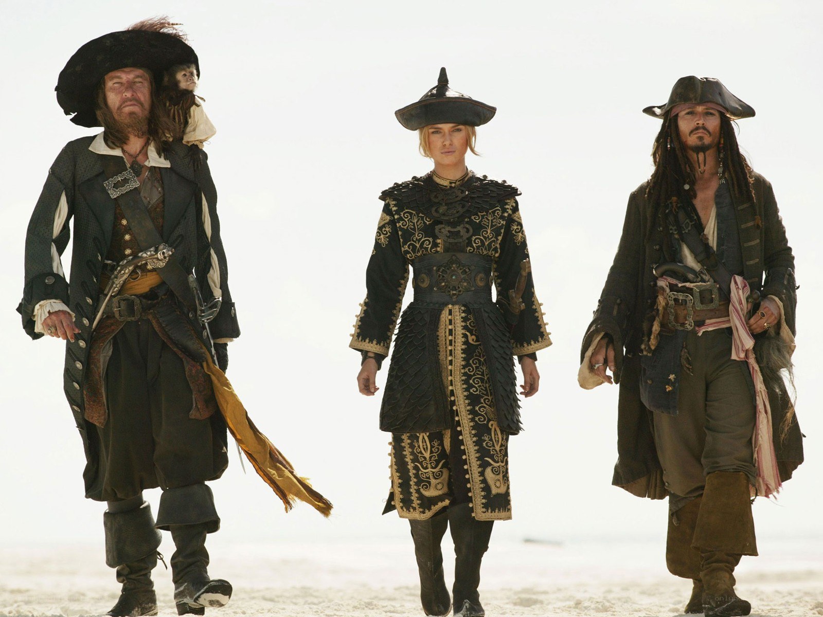 Pirates walking on beach