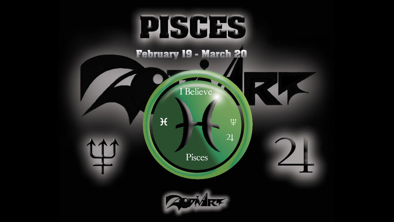 Pisces Zodiac Sign — Black