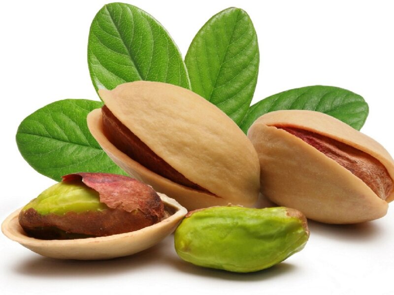 Pistachio Nuts with Leaves — Green