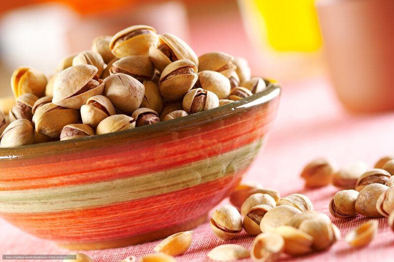 Pistachios in a Bowl — Red