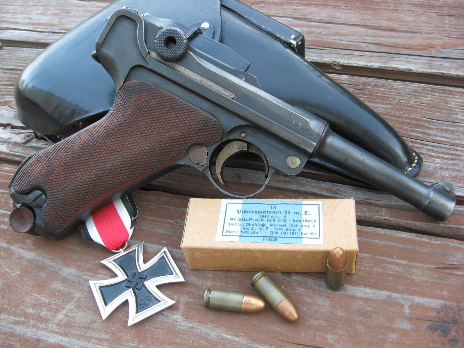Pistol and military items