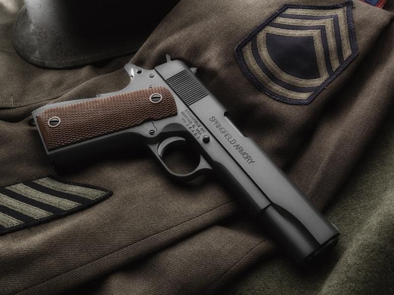 Pistol on Military Uniform