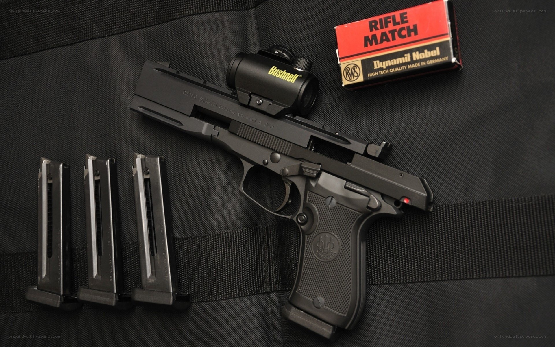 pistol with accessories
