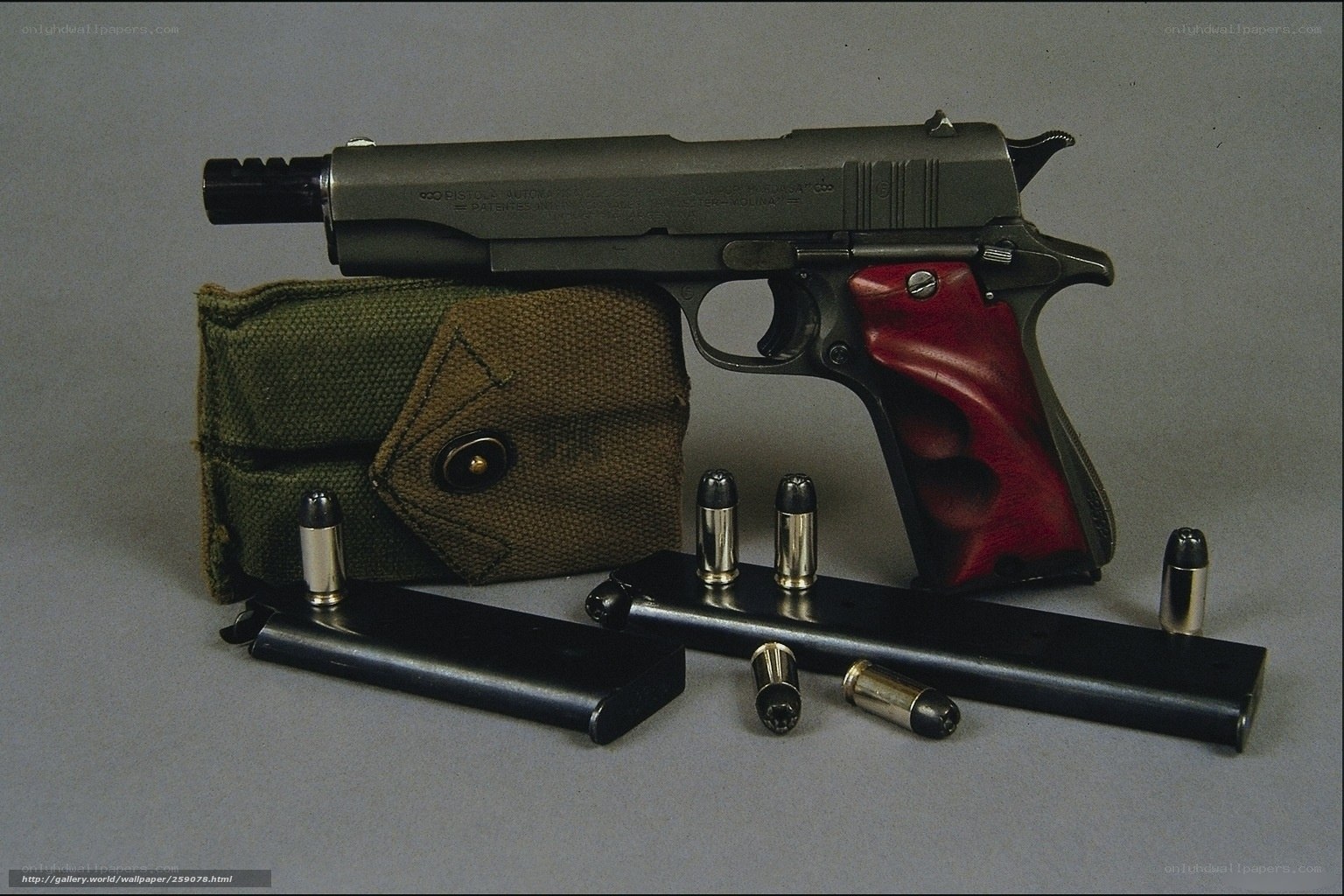 pistol with accessories