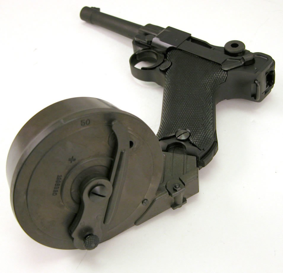 Pistol with drum magazine