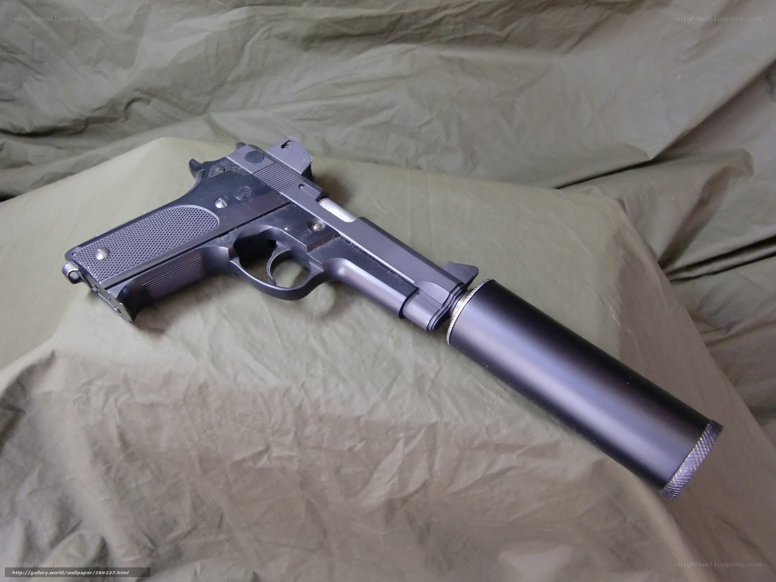 pistol with suppressor