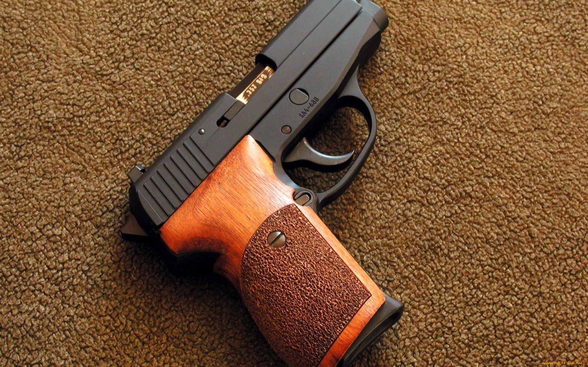 pistol with wooden grip