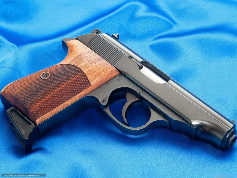 Pistol with Wooden Grip — Blue, Neutral