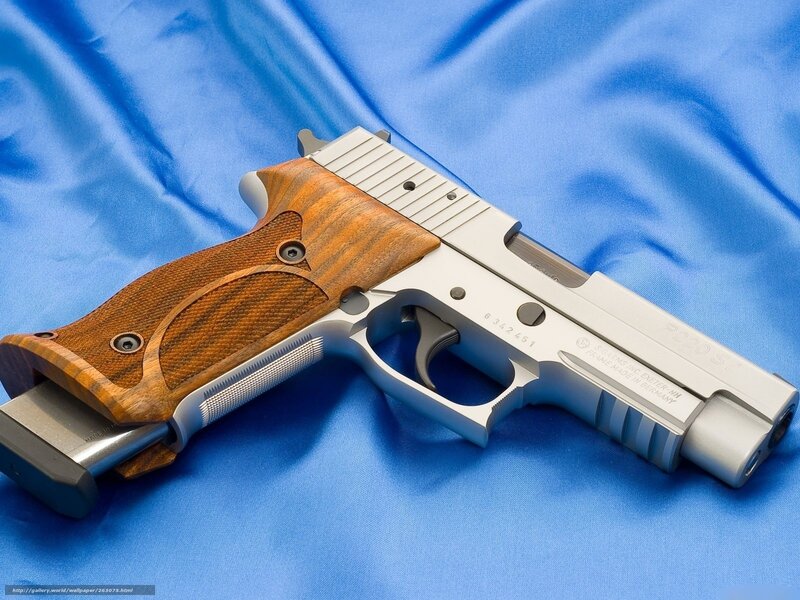 Pistol with Wooden Grip — Blue