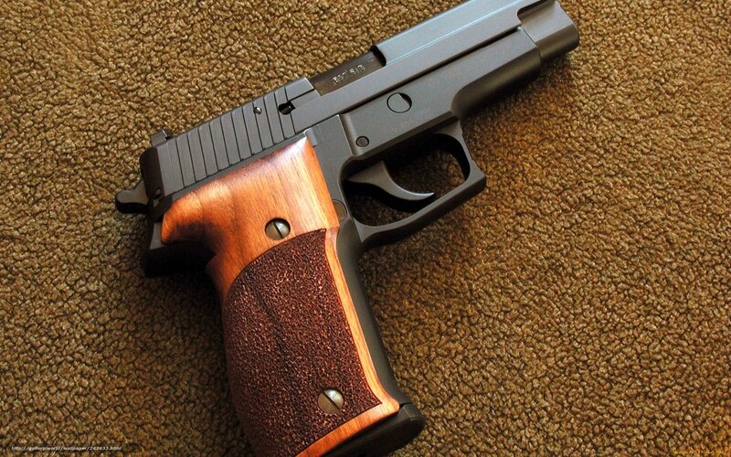 pistol with wooden grip