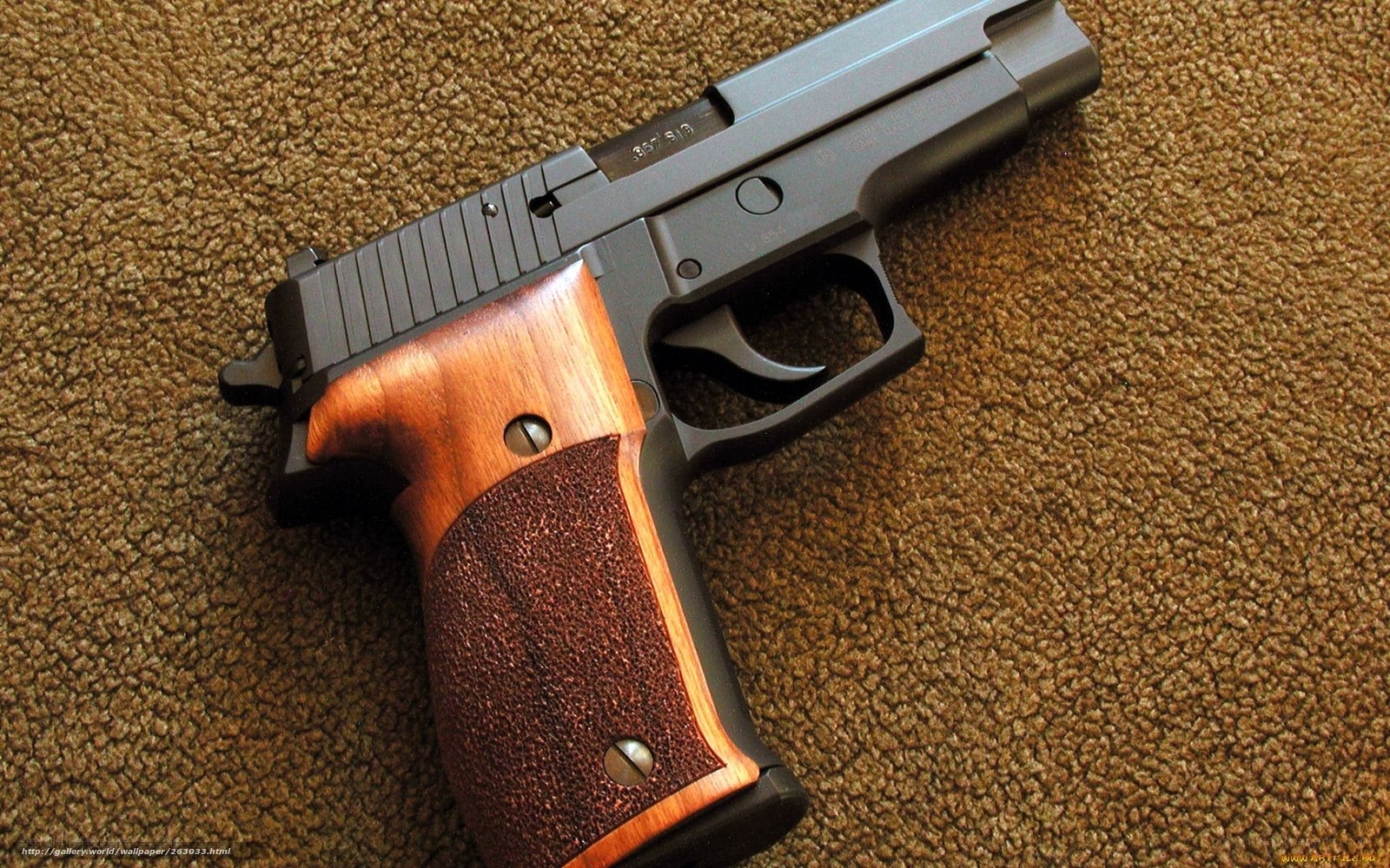 pistol with wooden grip