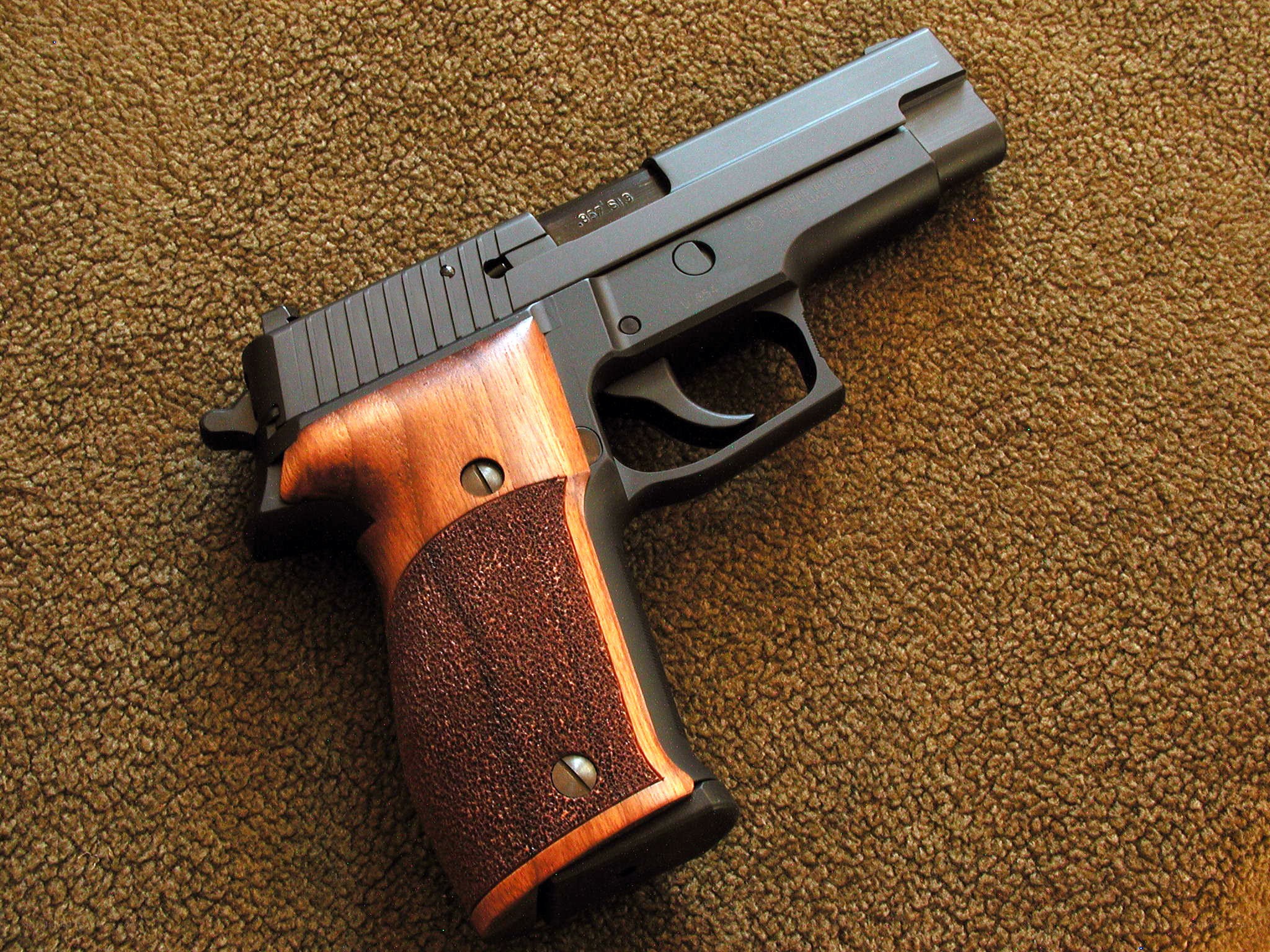 pistol with wooden grips