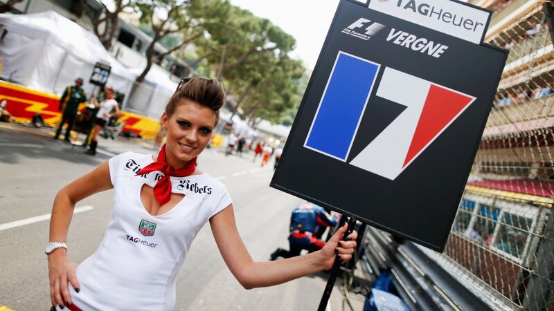 Pit lane grid girl at Monaco