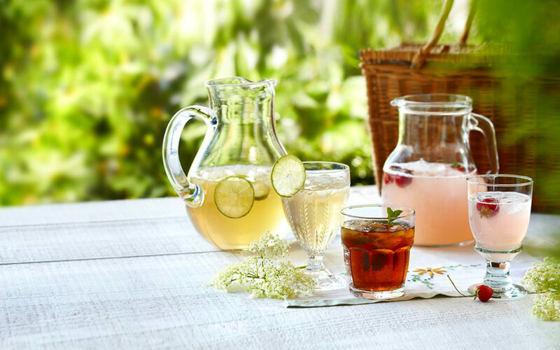 Pitcher and Glasses of Drinks