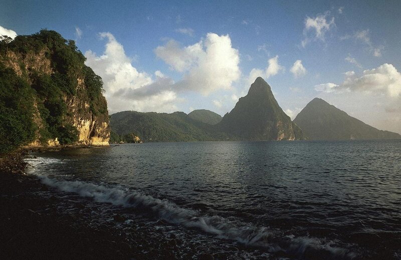 Pitons in Saint Lucia — Blue, Serene, Afternoon, Photograph, Mountains