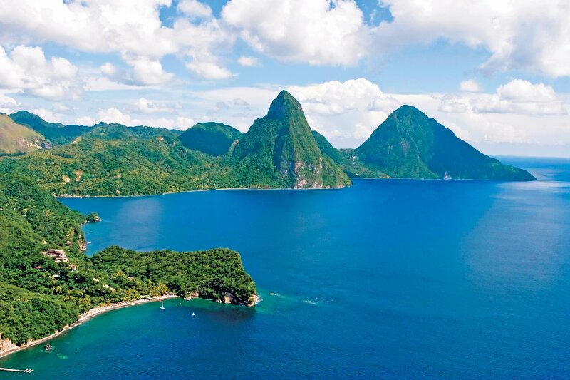 Pitons in Saint Lucia — Blue