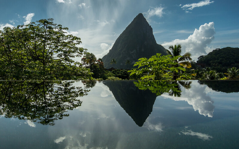 Pitons Mountain Reflection
