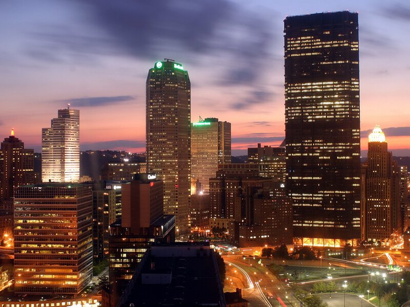 Pittsburgh skyline at dusk