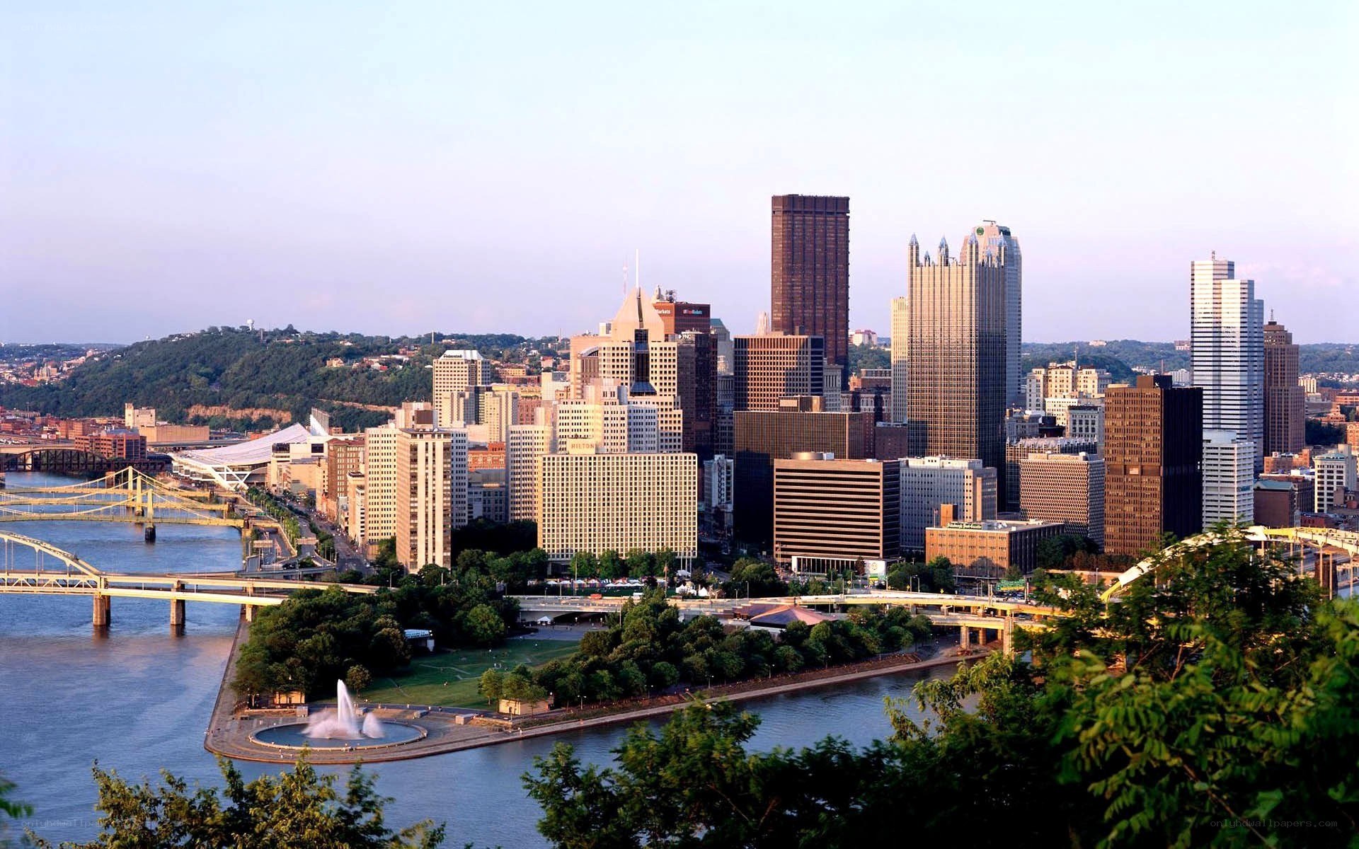 Pittsburgh skyline at dusk
