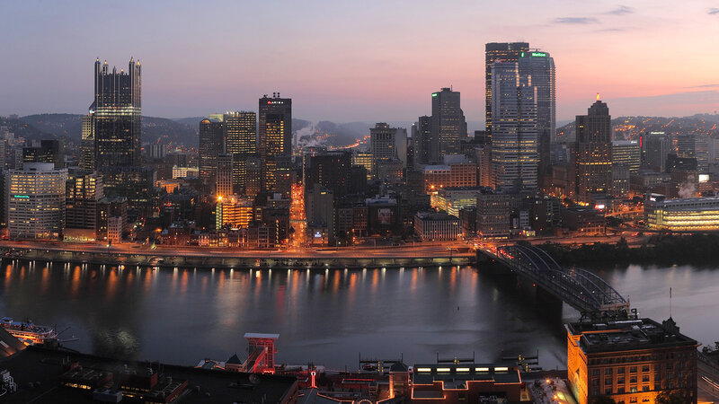 Pittsburgh skyline at dusk