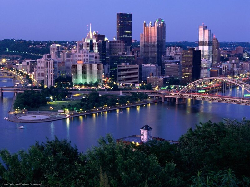 Pittsburgh Skyline at Dusk — Blue, Calm, Night