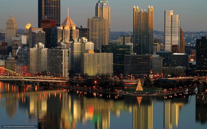 Pittsburgh Skyline at Dusk — Blue, Calm, Sunset