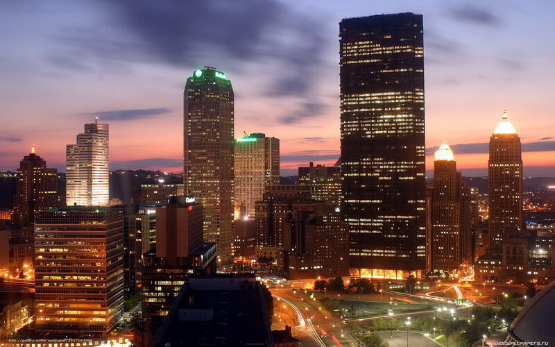 Pittsburgh Skyline at Dusk — Purple, Dramatic