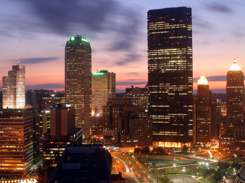 Pittsburgh Skyline at Dusk — Purple