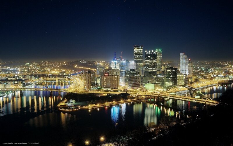 Pittsburgh Skyline at Night — Black, Calm