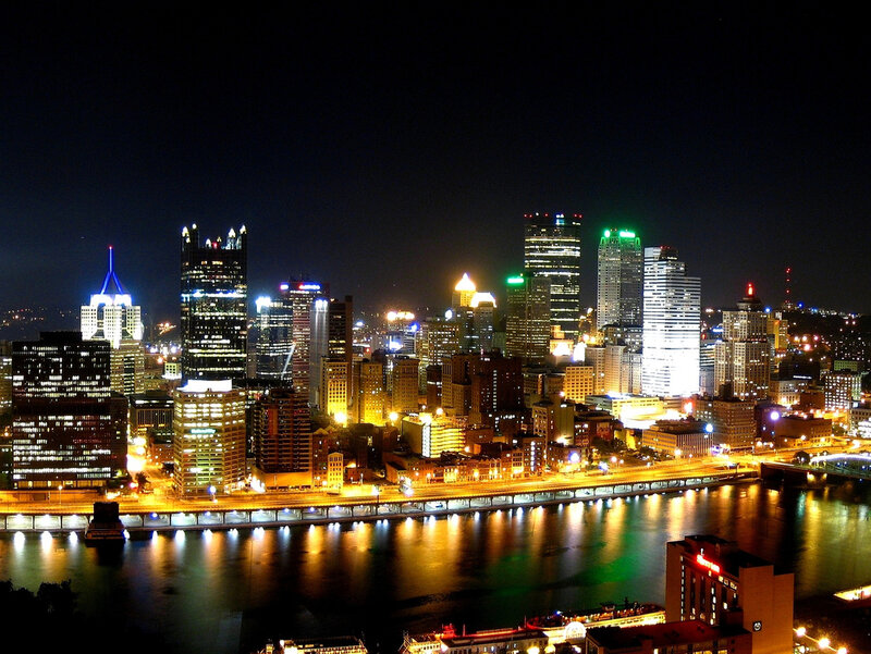 Pittsburgh Skyline at Night — Black