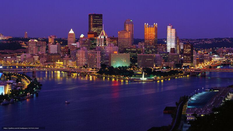 Pittsburgh Skyline at Night — Purple, Calm