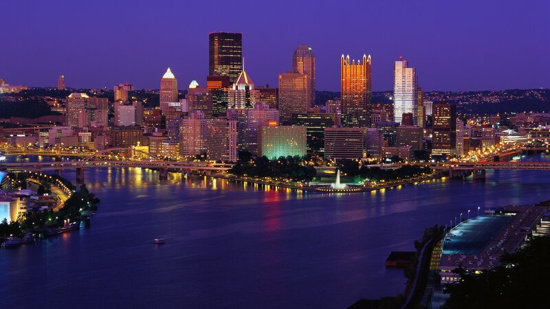 Pittsburgh Skyline at Night — Purple