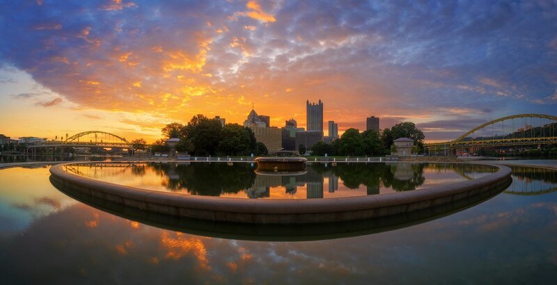 Pittsburgh Skyline at Sunset — Orange