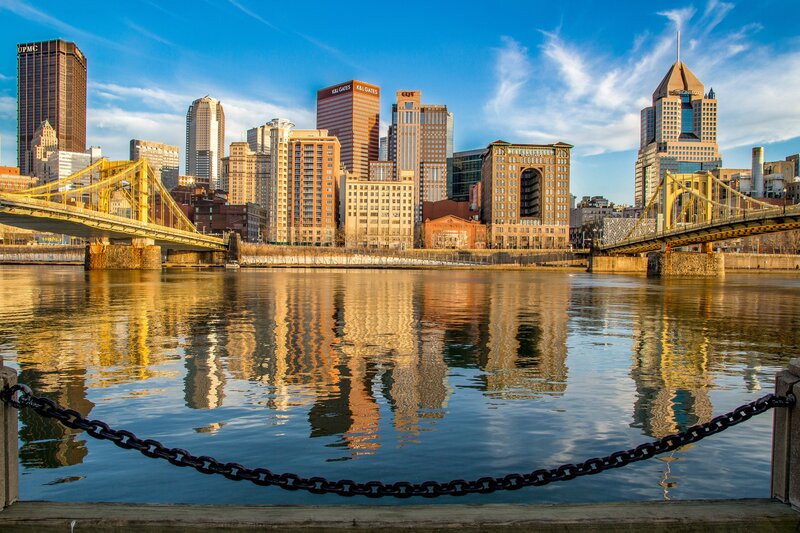 Pittsburgh Skyline — Blue, Serene, Afternoon, Photograph