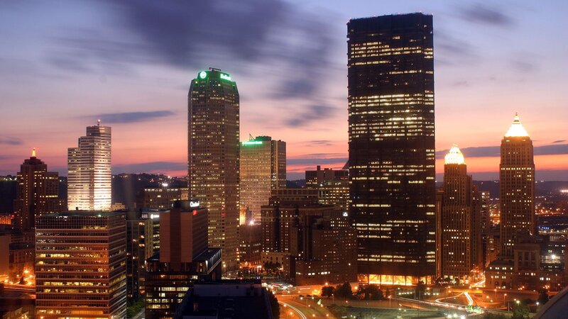 Pittsburgh Skyline — Purple, Dramatic