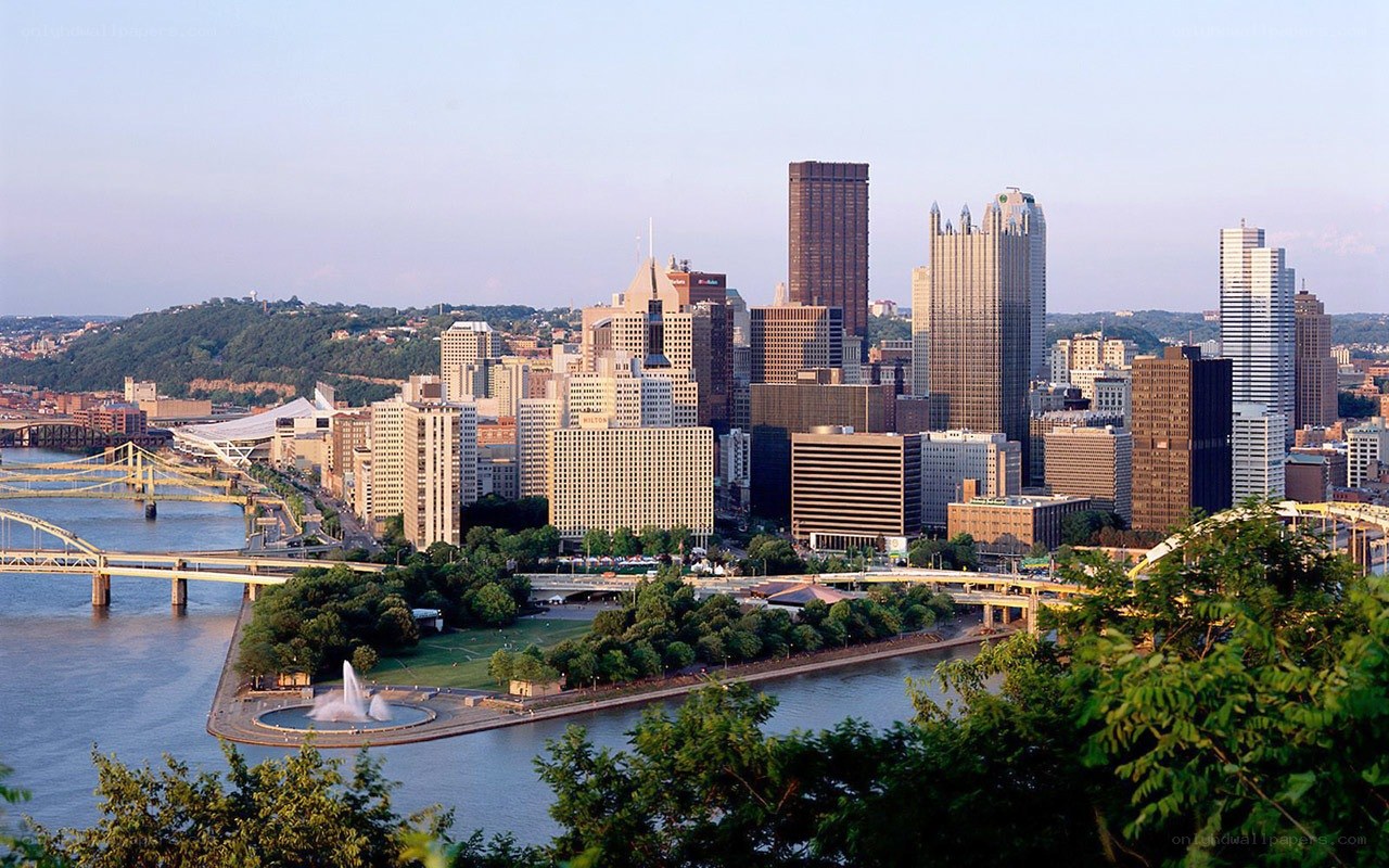 Pittsburgh skyline with rivers