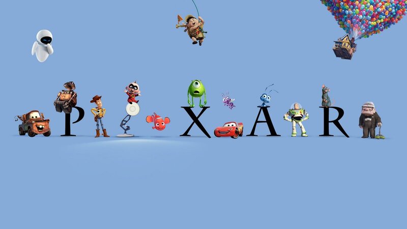 Pixar characters in a promotional image