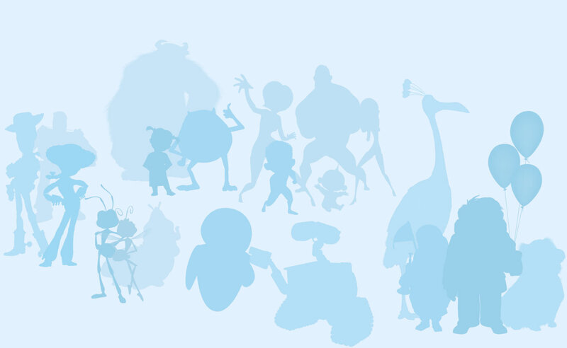 Pixar characters silhouettes