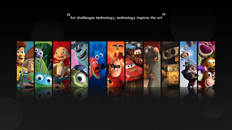 Pixar Movie Characters — Black, Colorful