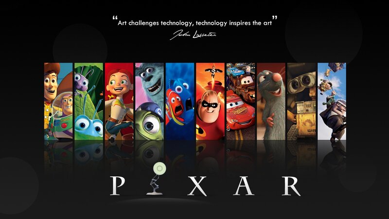 Pixar Movie Characters — Black, Dramatic, Digital Art