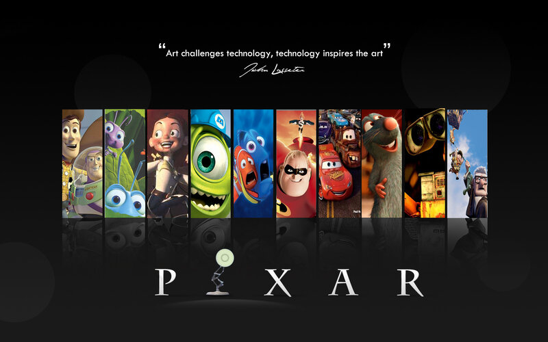 Pixar movie characters collage