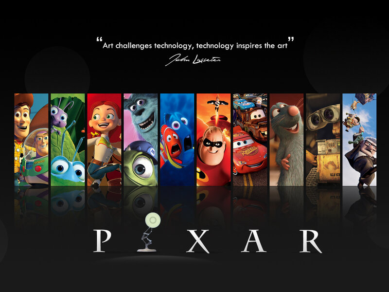 Pixar movie characters collage