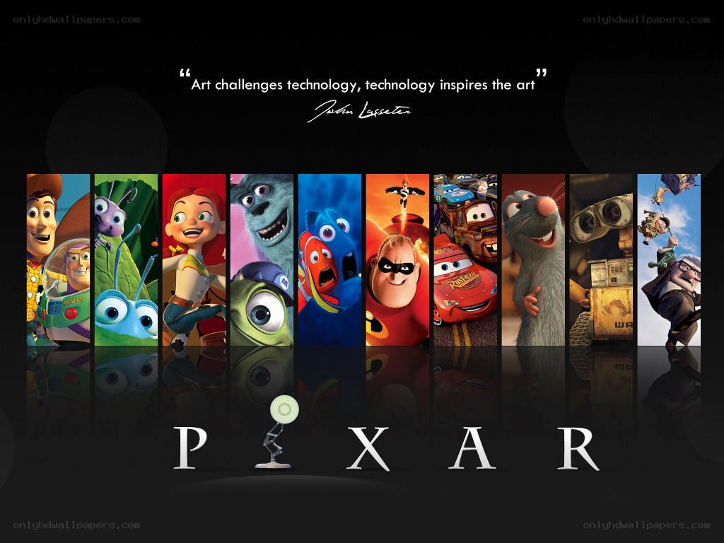Pixar movie characters collage