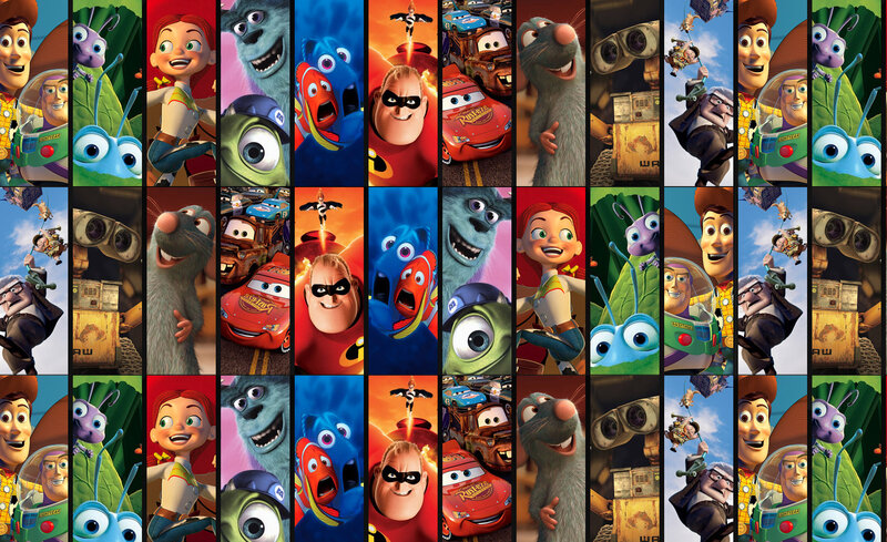 Pixar Movie Characters Collage — Blue